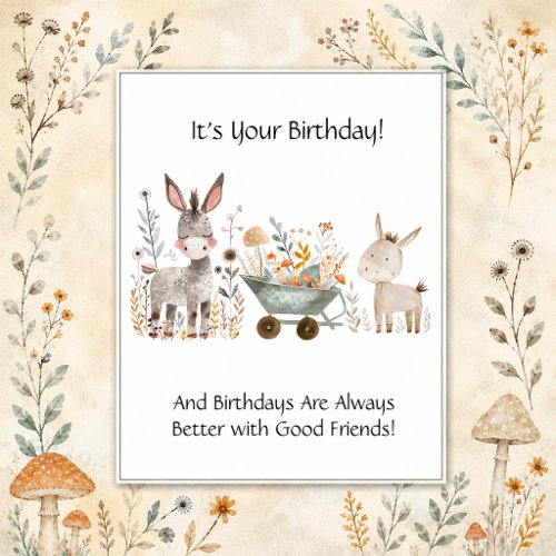 Little Donkeys Happy Birthday Business | Postcard
