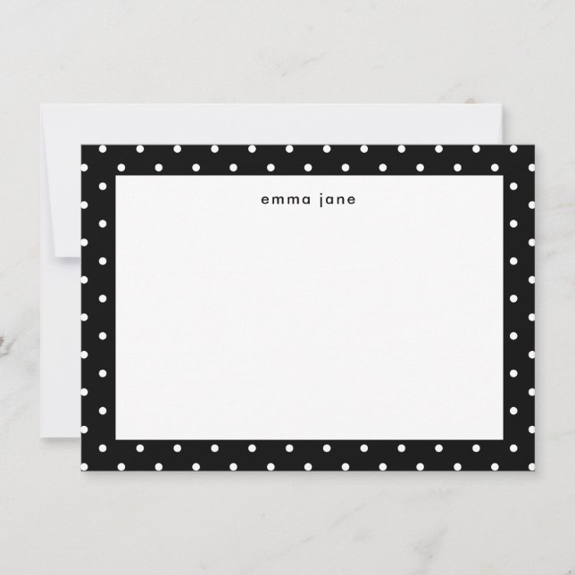 Little Dots Black and White Personalized Note Card (Front)