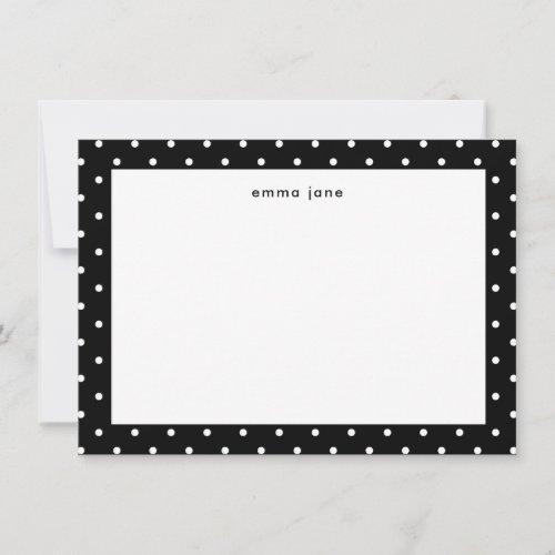 Little Dots Black and White Personalized Note Card