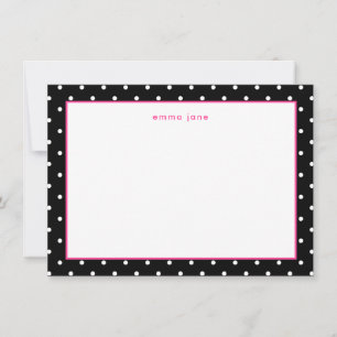 Little Dots Hot Pink and Black Personalized Note Card