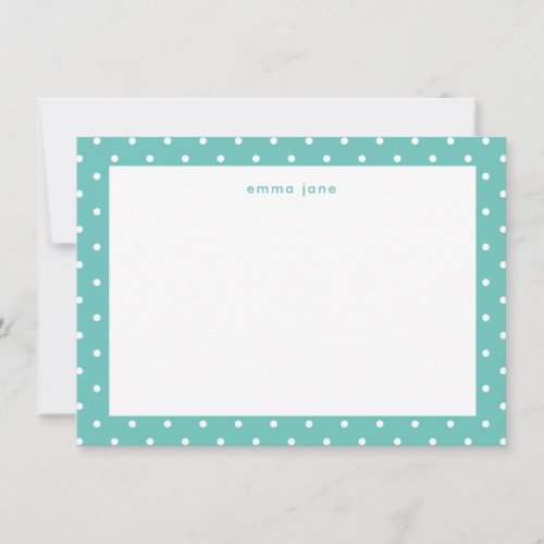 Little Dots Mint Green Personalized Note Card