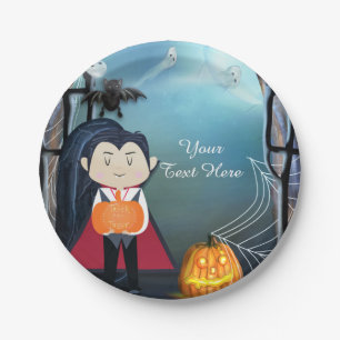 Little Dracula Vampire Halloween Birthday Party Paper Plates