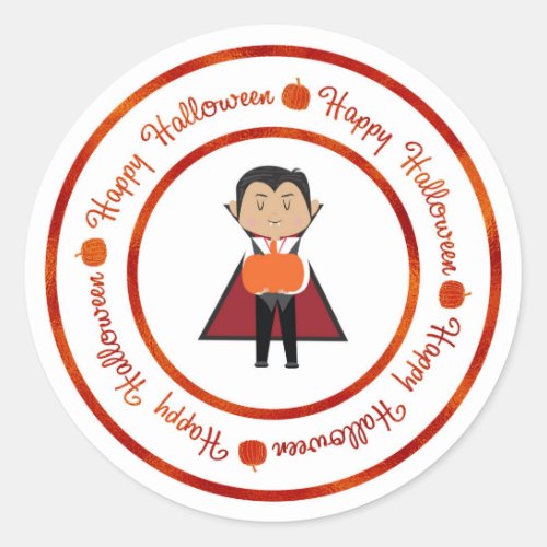 Little Dracula Vampire Happy Halloween Party Treat Classic Round Sticker