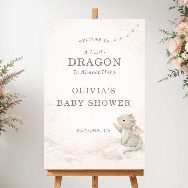 Little Dragon Almost Here Baby Shower Foam Board (Creator Uploaded)
