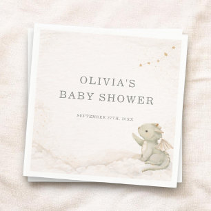 Little Dragon Almost Here Baby Shower Party Napkins