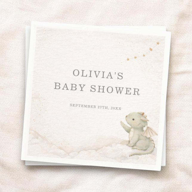 Little Dragon Almost Here Baby Shower Party Napkins (Creator Uploaded)