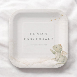 Little Dragon Almost Here Baby Shower Party Paper Plates