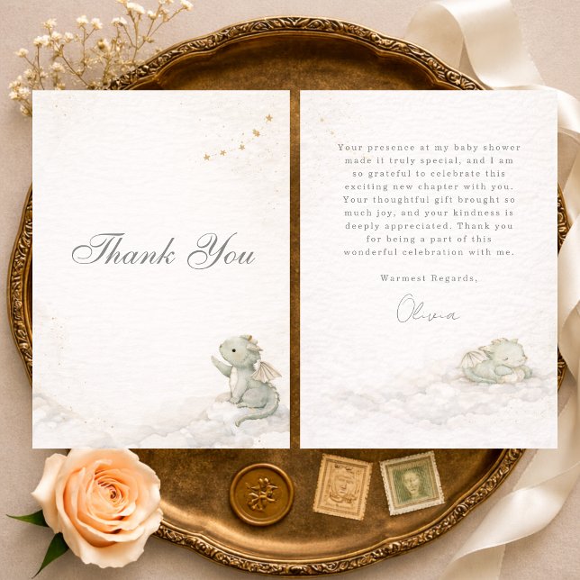 Little Dragon Almost Here Baby Shower Thank You Card (Creator Uploaded)