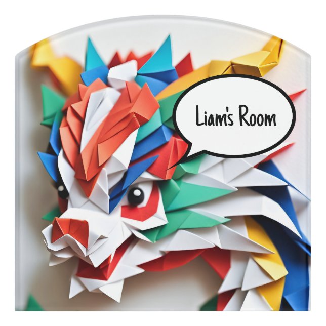 Little Dragon Baby Room Sign Origami  (Contour Front)