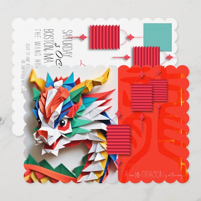 Little Dragon Baby Shower add photo white frames I (Front/Back)