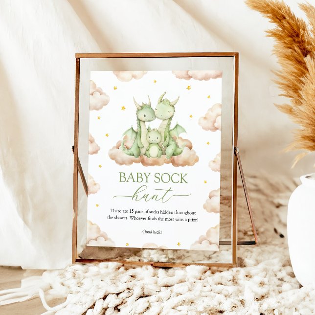 Little Dragon Baby Shower Baby Sock Hunt Sign (Creator Uploaded)