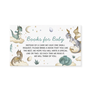 Little Dragon Baby Shower Books for Baby Enclosure Card