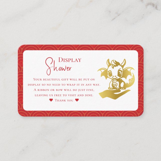 Little Dragon Baby Shower Display Shower Enclosure Card (Front)
