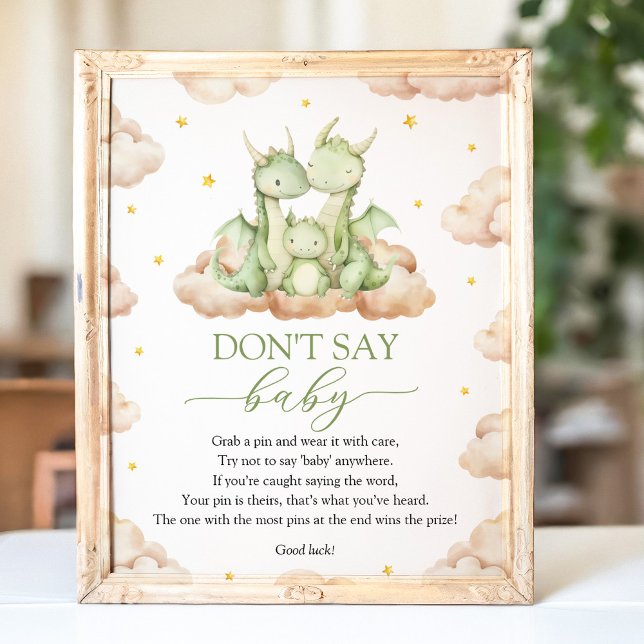 Little Dragon Baby Shower Don't Say Baby Sign (Creator Uploaded)