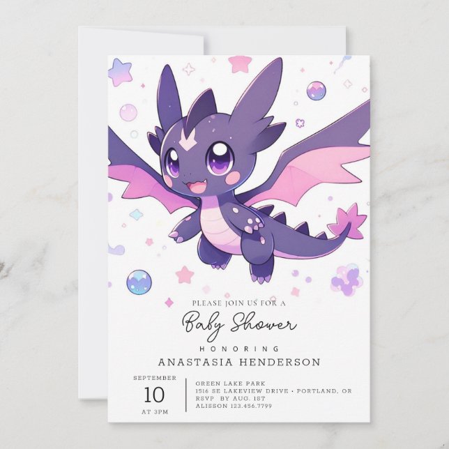 Little Dragon Baby Shower Invitation (Front)