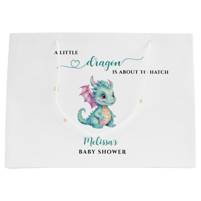 Little Dragon Baby Shower Large Gift Bag (Front)