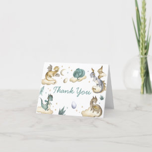 Little Dragon Baby Shower Letterpress Thank You Card