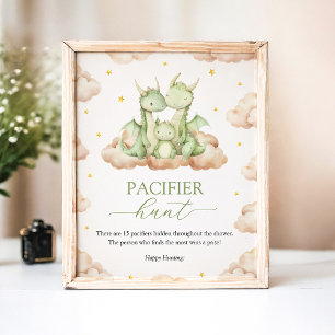 Little Dragon Baby Shower Pacifier Hunt Game Sign