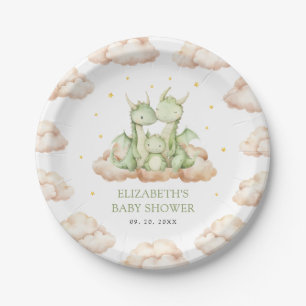 Little Dragon Baby Shower Paper Plates