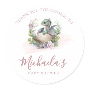 Little Dragon Baby Shower Thank You Classic Round Sticker