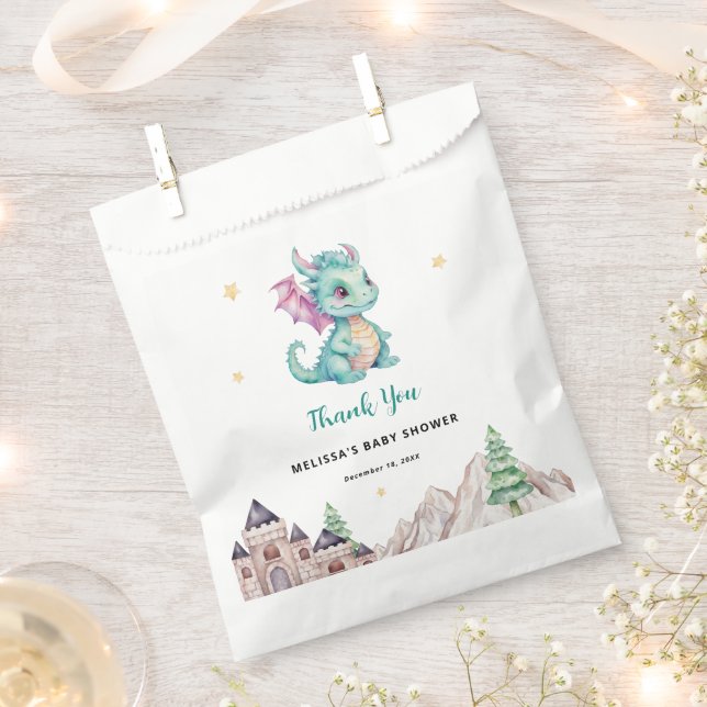 Little Dragon Baby Shower Thank You Favor Bag (Clipped)