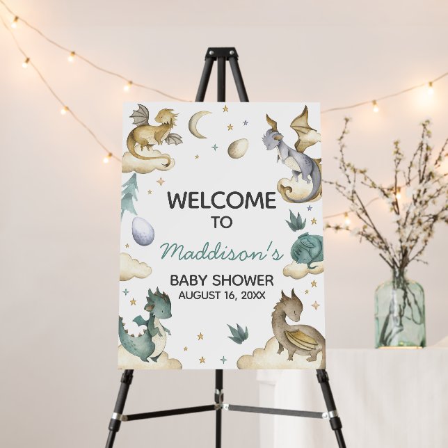 Little Dragon Baby Shower Welcome Sign (In Situ (Stand))