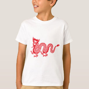Little Dragon Delight: Chinese Red Dragon Design T-Shirt
