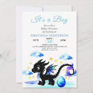 Little Dragon Egg Boy Baby Shower Invitation