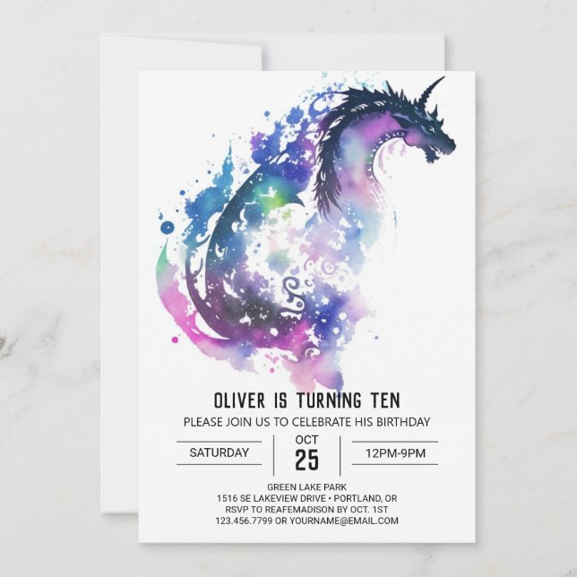 Little Dragon Fantasy Birthday Invitation (Front)