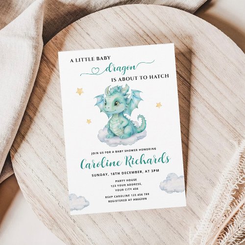 Little Dragon is about to hatch Baby Shower Invitation
