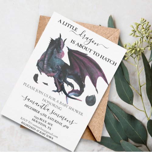 Little Dragon Is About to Hatch Baby Shower  Invitation