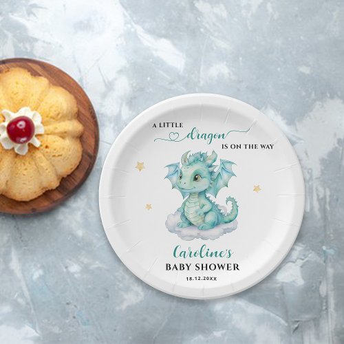 Little Dragon is on the Way Baby Shower Paper Plates