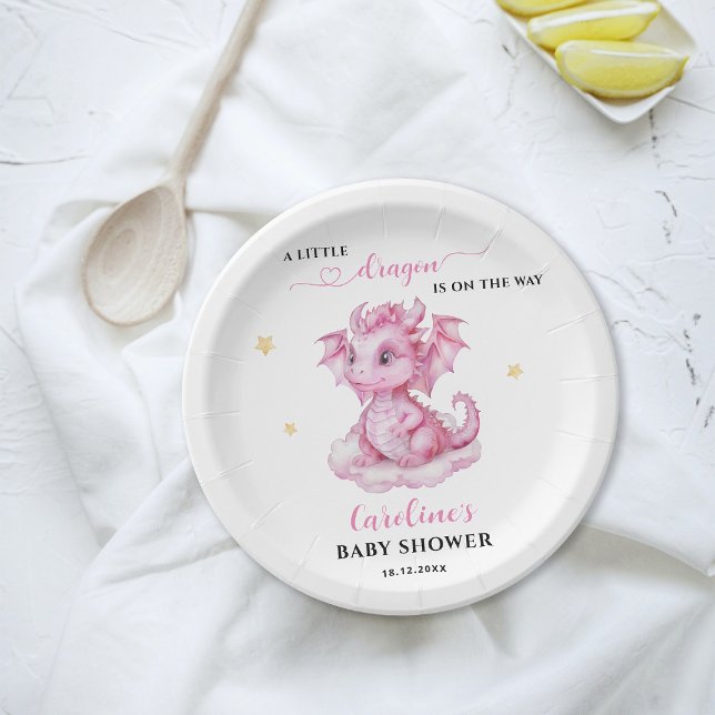 Little Dragon is on the Way Baby Shower Paper Plates (Creator Uploaded)