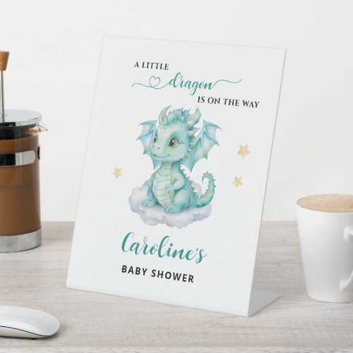 Little Dragon is on the Way Baby Shower Pedestal Sign