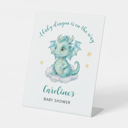 Little Dragon is on the Way Baby Shower Pedestal Sign