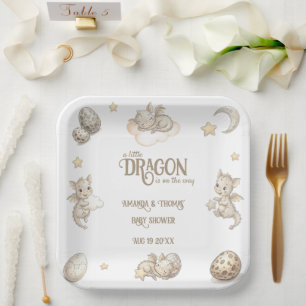 Little Dragon Magical Baby Shower Paper Plates