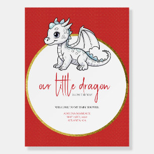 Little Dragon On The Way Baby Shower Welcome Sign