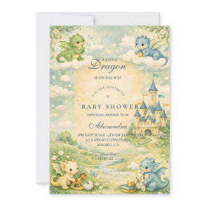 Little Dragon Storybook Baby Shower Invitation