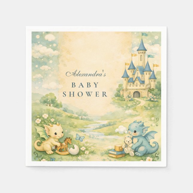 Little Dragon Storybook Baby Shower Napkins (Front)