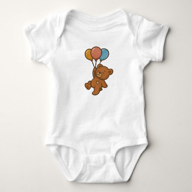 Little Dreamer Teddy Bear Suit Baby Bodysuit (Front)
