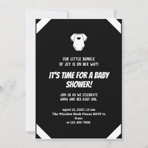 Little Dress Simple Black White Baby Shower Invitation