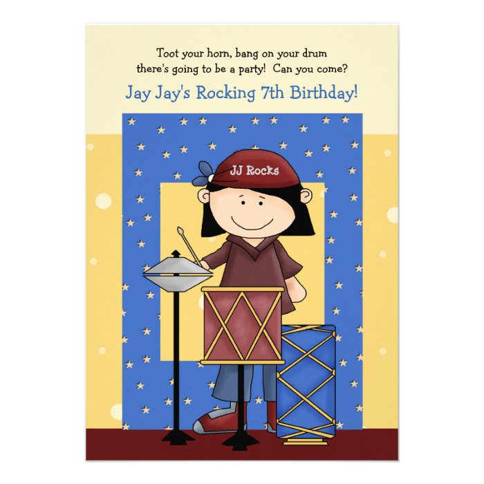 Little Drummer   Birthday Party Invitation