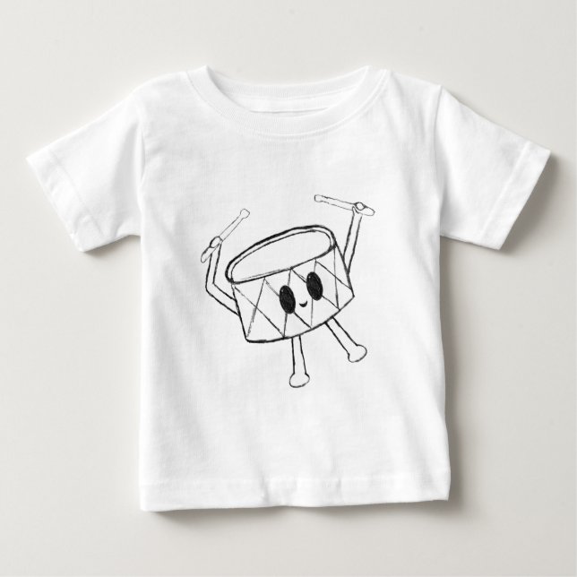 Little Drummer Boy Drum Sketch Baby T-Shirt (Front)