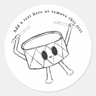 Little Drummer Boy Drum Sketch Classic Round Sticker