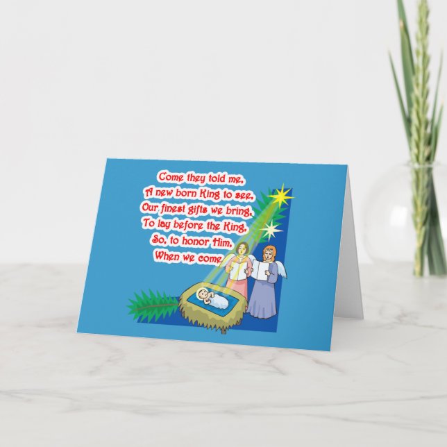 Little Drummer Boy Lyrics on T shirts and Gifts Holiday Card (Front)