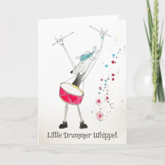 Little Drummer Whippet Christmas Card