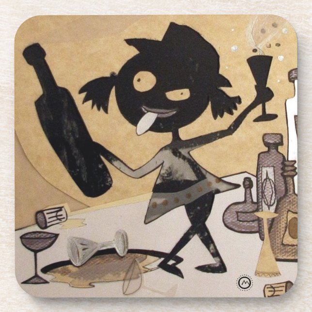 little drunk drink coaster (Front)