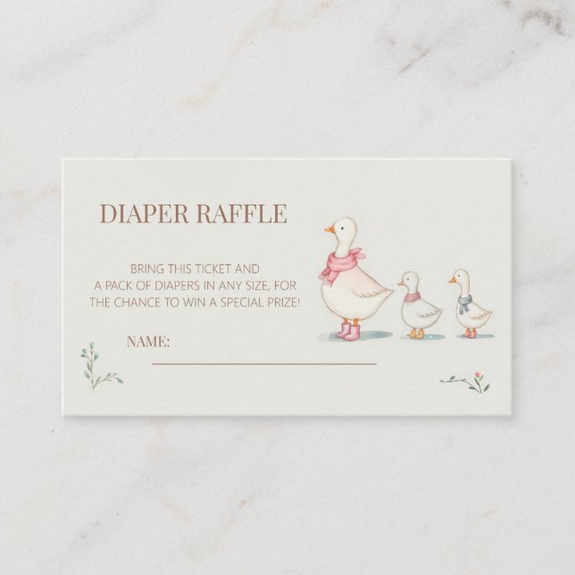 little duck Baby Shower Diaper Raffle  Enclosure Card (Front)
