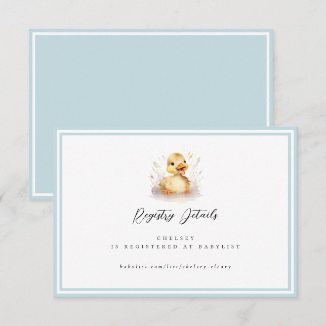 Little Duck Baby Shower Registry Details Card (Front/Back)