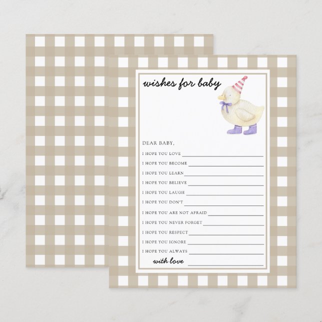 Little Duck baby shower Wishes for baby (Front/Back)